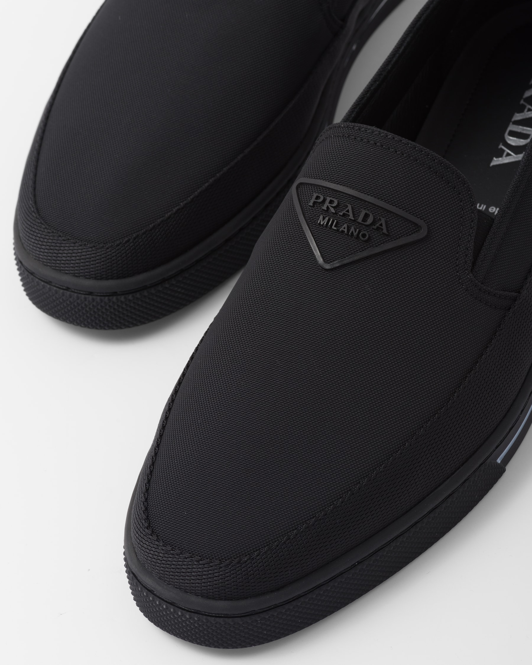 Black Nylon Slipon Sneakers PRADA