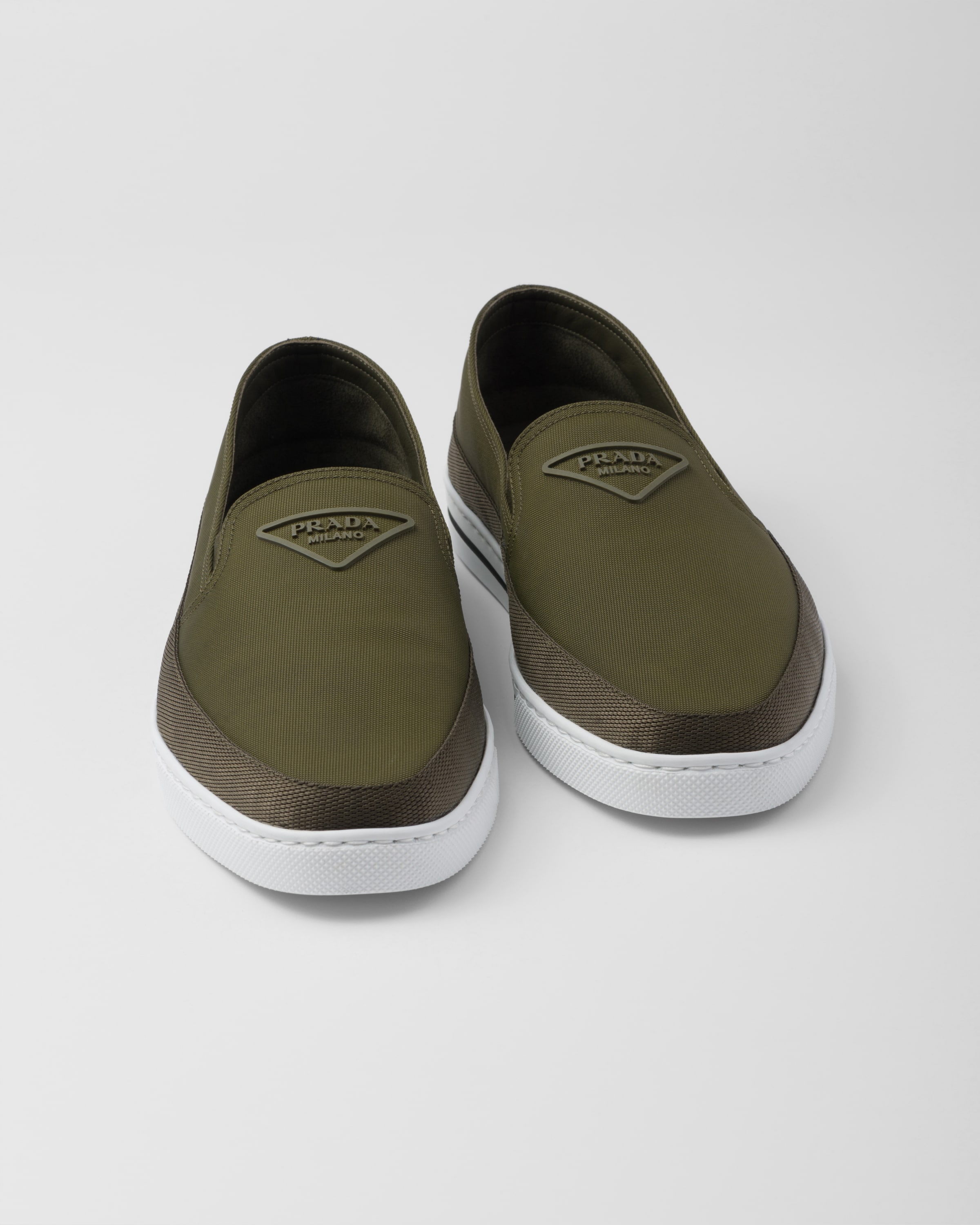 Loden Green Re nylon Slip on Sneakers PRADA
