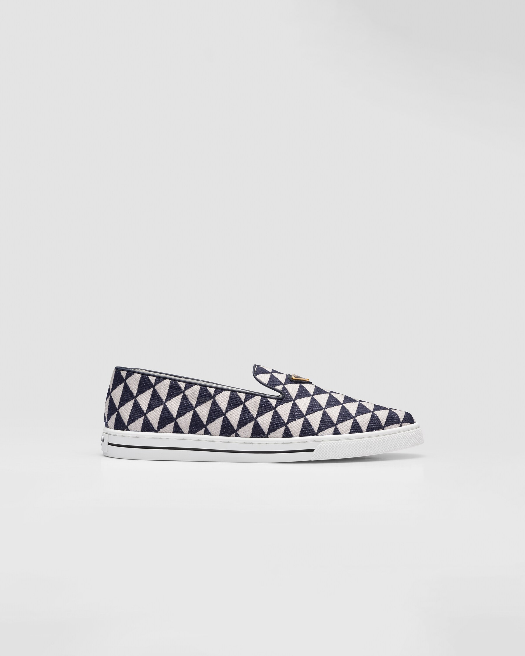 Baltic Blue chalk White Embroidered Technical Fabric Slip on Shoes PRADA baltic-blue-chalk-white-embroidered-technical-fabric-slip-on-shoes-prada