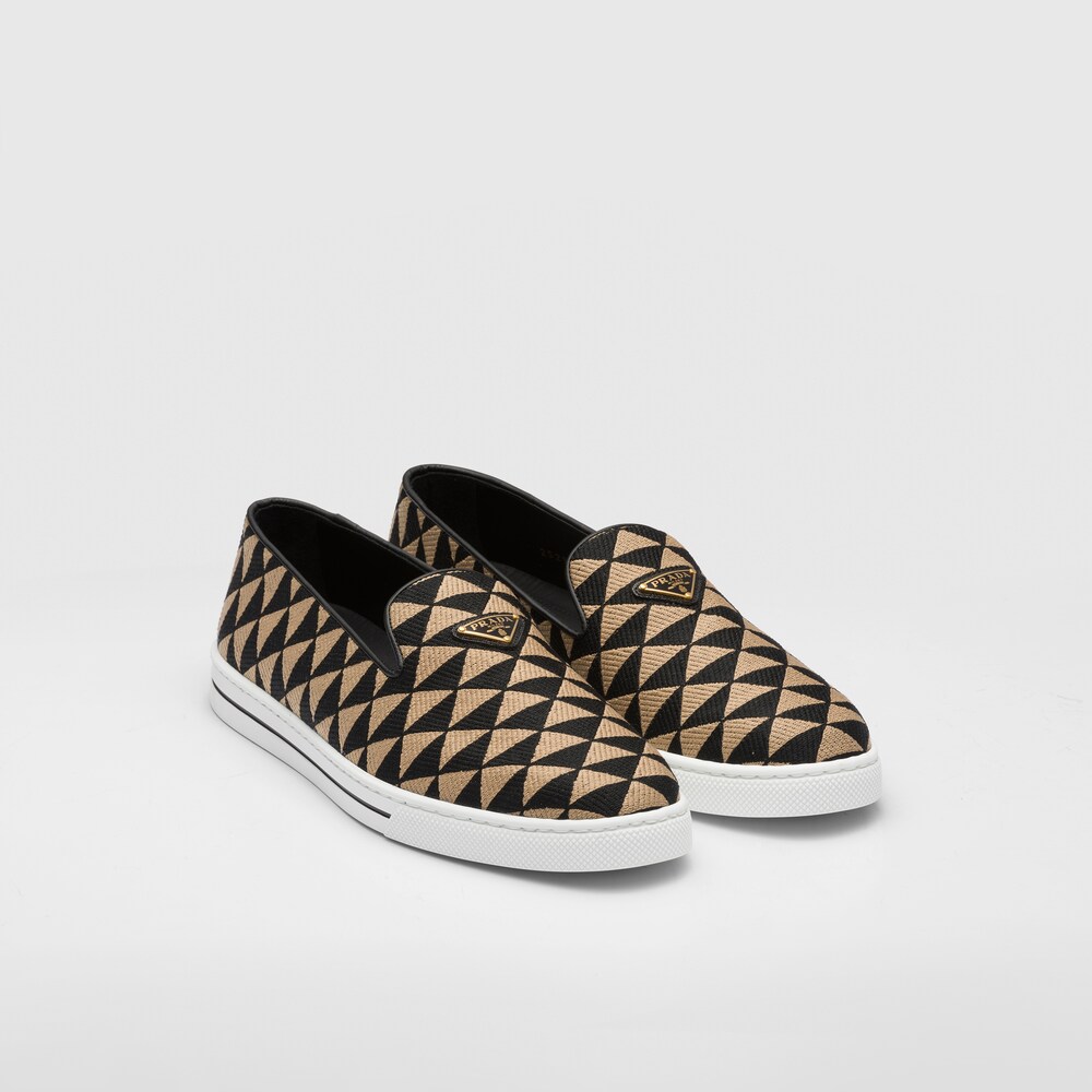 Prada Embroidered technical fabric slip-on shoes 1