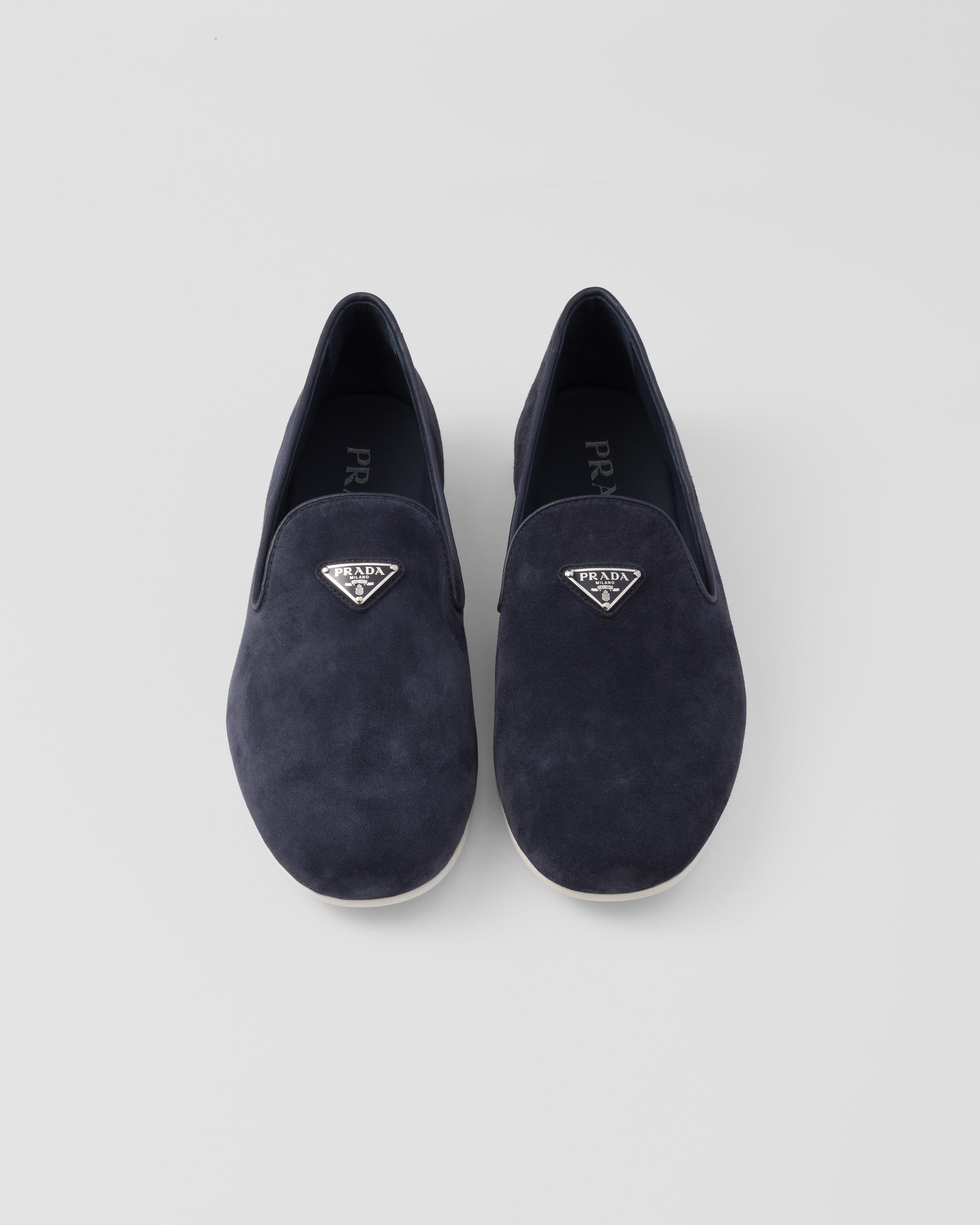 Navy Suede Slip on Shoes PRADA