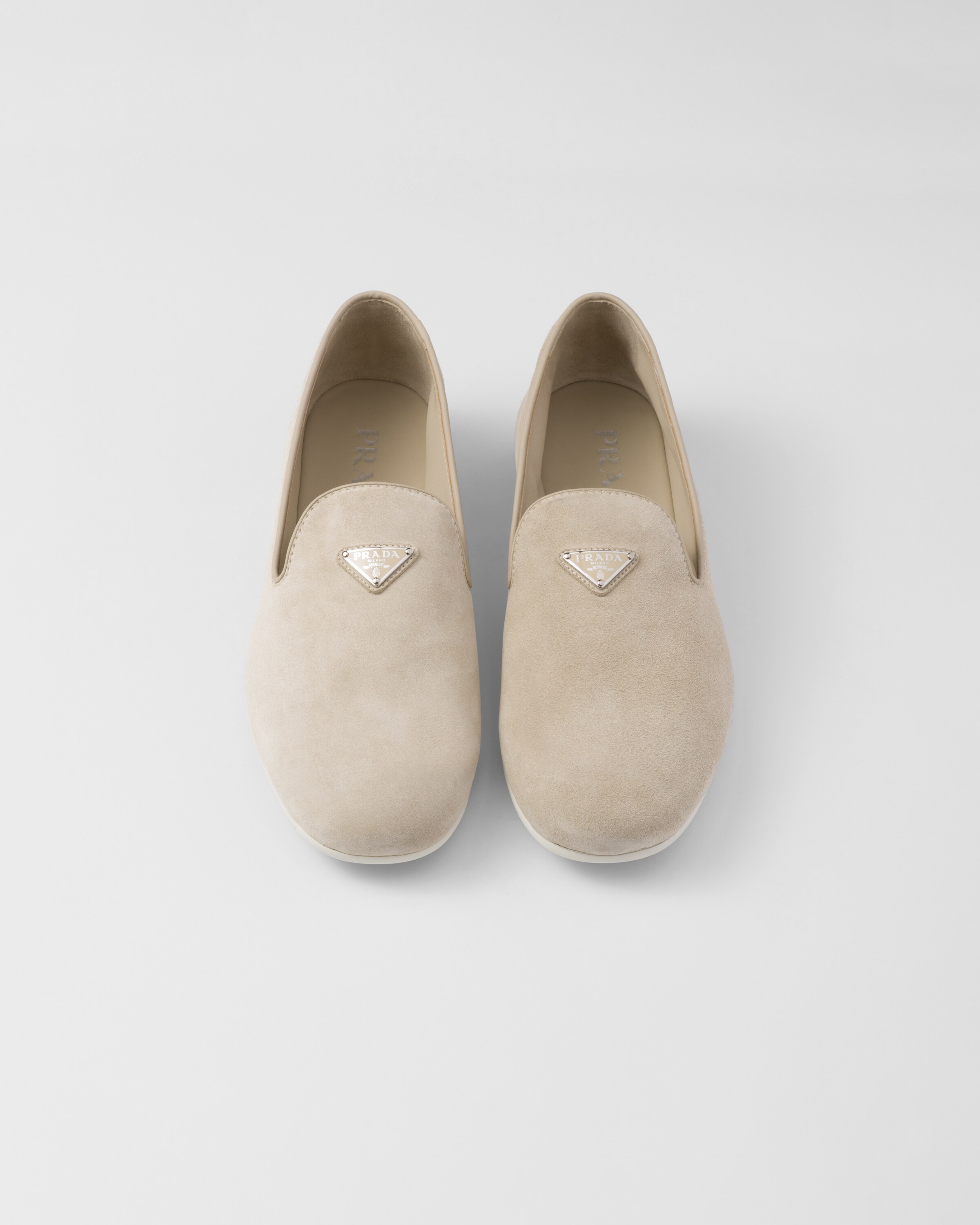 Shop Prada Suede Slip-on Shoes