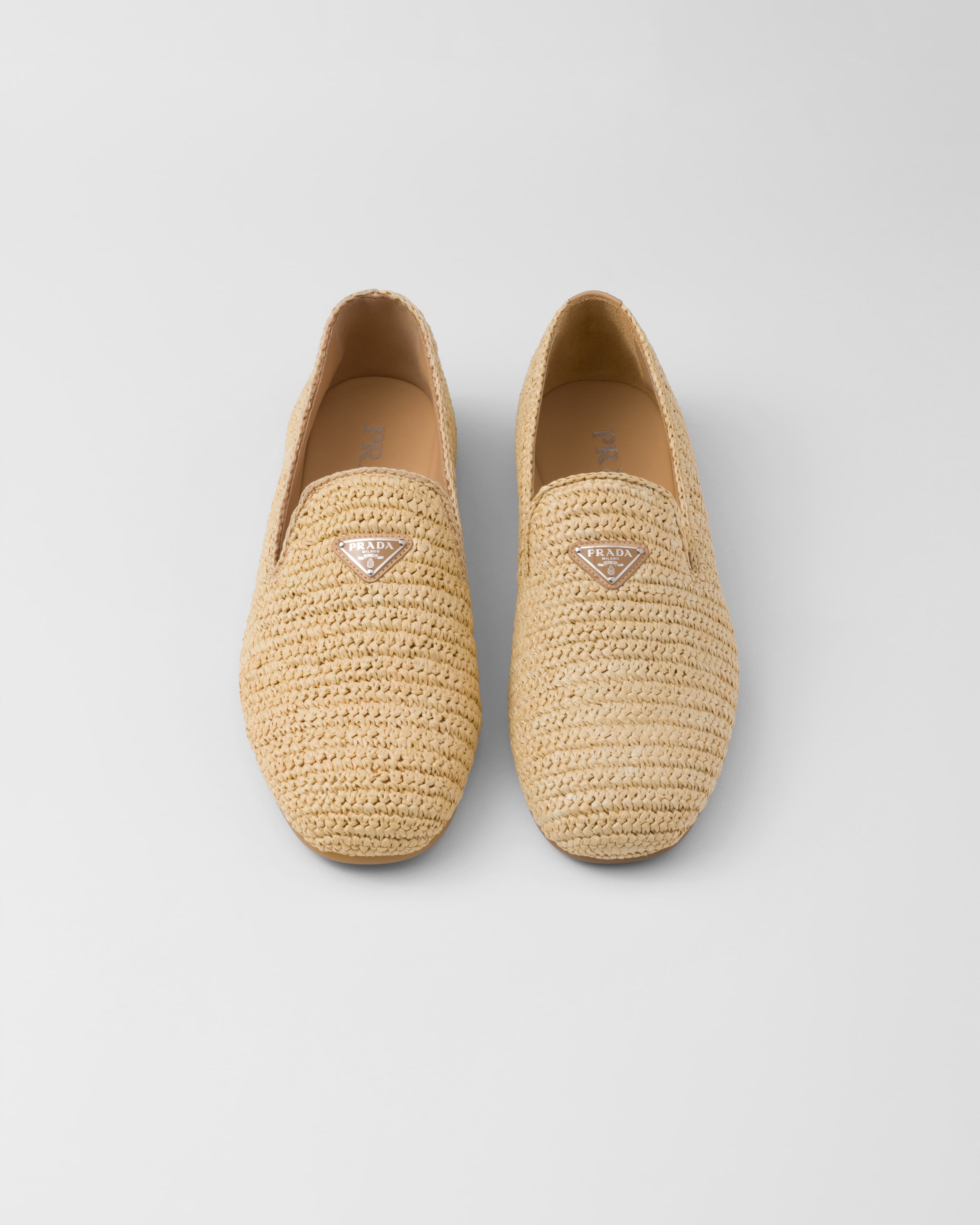 Shop Prada Crochet Slip-on Shoes In Natural