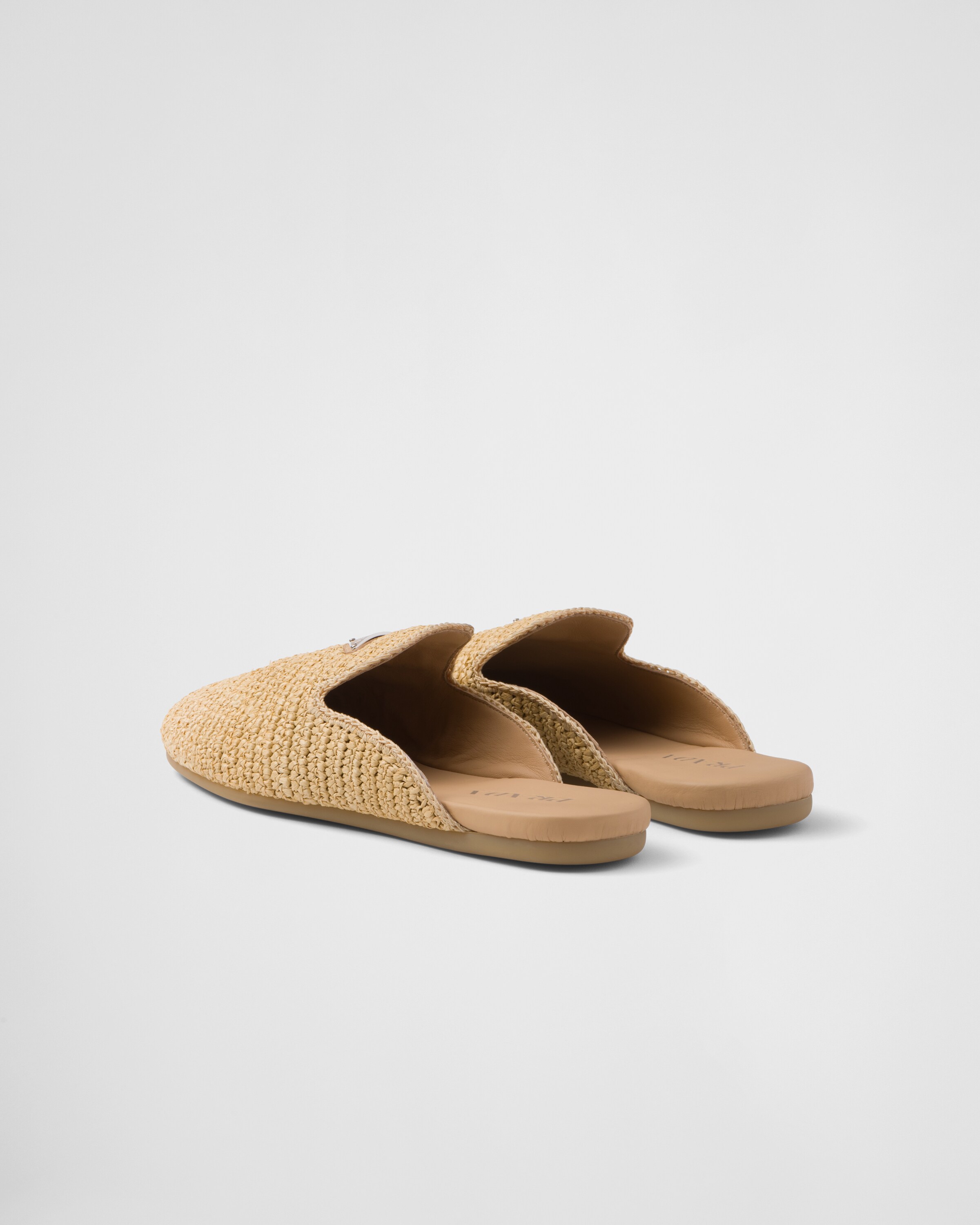 セールPRADA 2S2997_2C2T_F0018 RAFFIA MULES Natural Raffia crisscross slides | PRADA