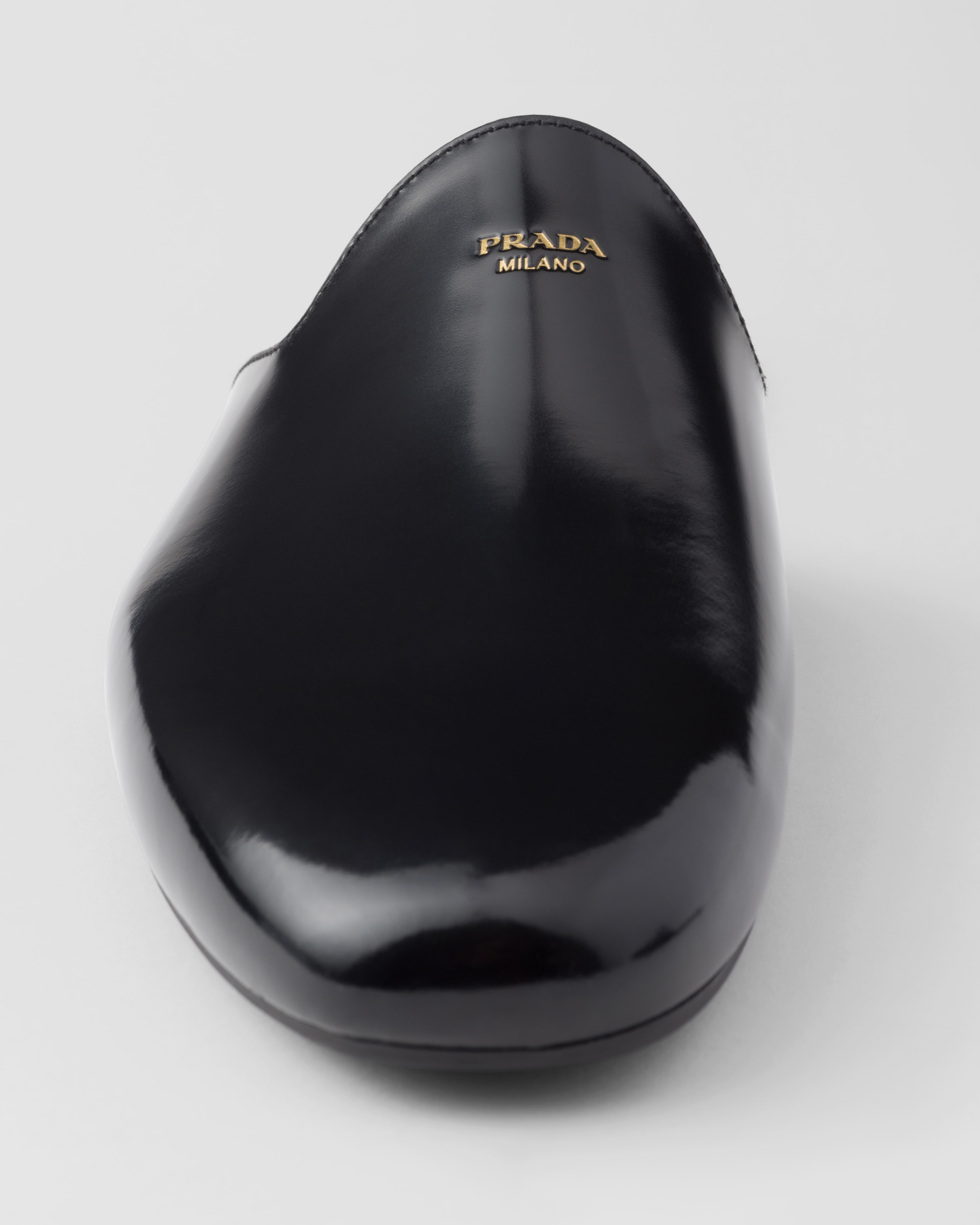 Black Brushed Leather Slippers | PRADA - United States