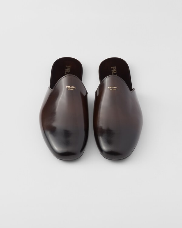 Brushed leather mules Brushed leather mules
