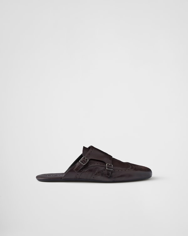 Shuffle double monk strap leather mules Shuffle double monk strap leather mules
