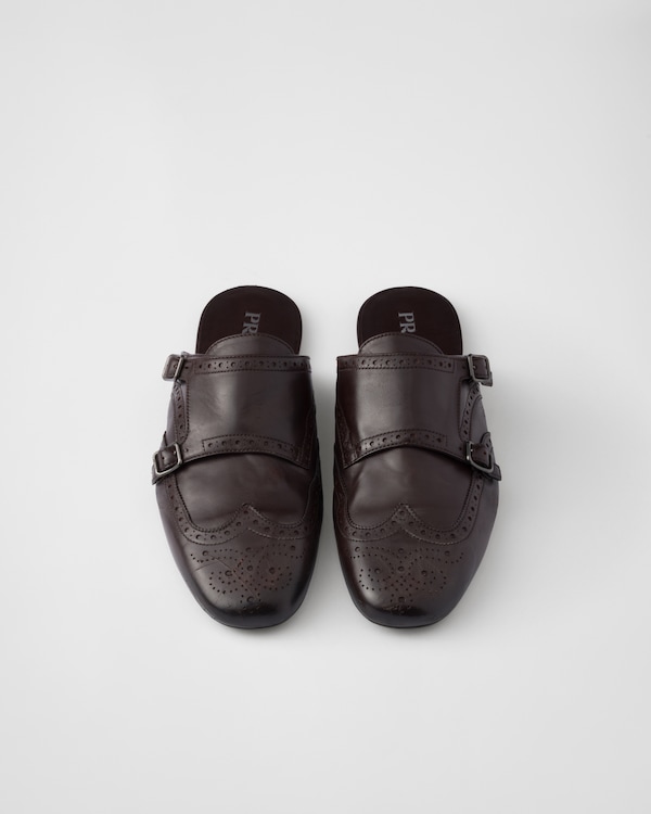 Shuffle double monk strap leather mules Shuffle double monk strap leather mules