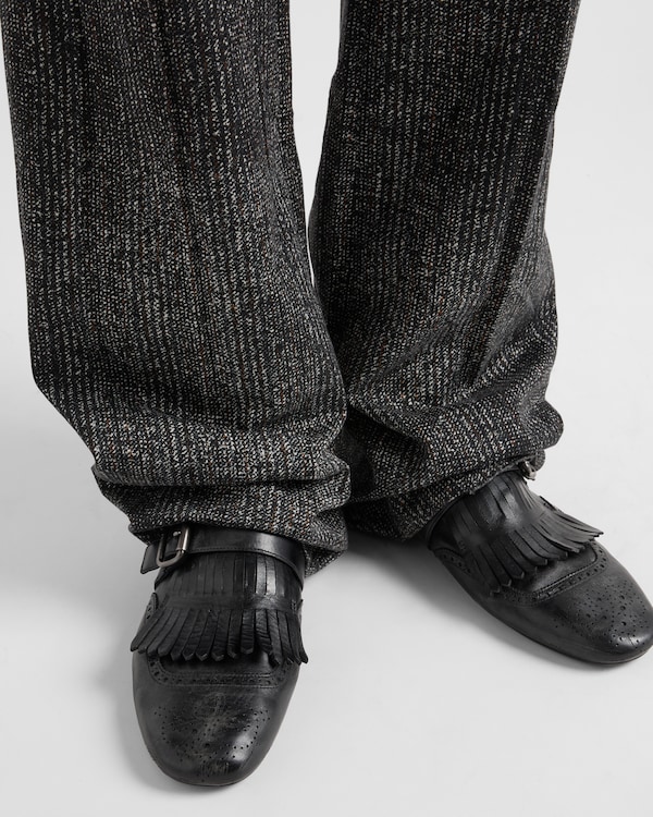 Shuffle fringed monk strap leather mules Shuffle fringed monk strap leather mules