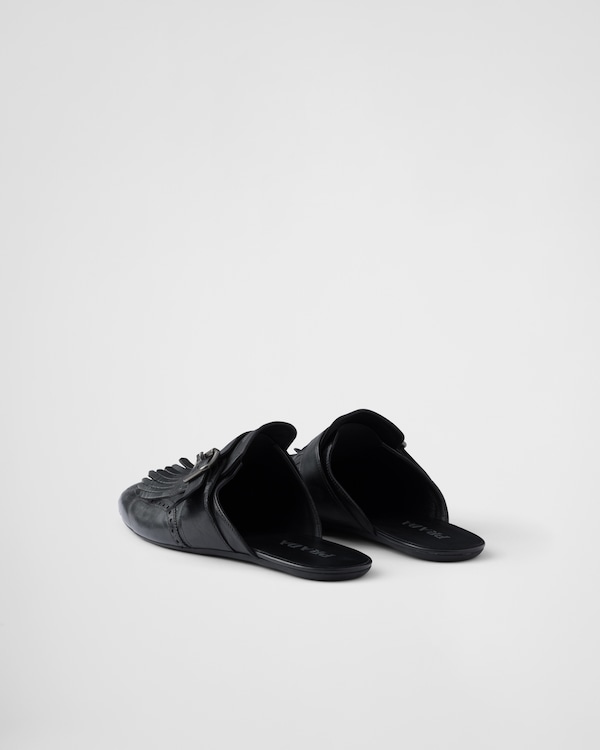 Shuffle fringed monk strap leather mules Shuffle fringed monk strap leather mules