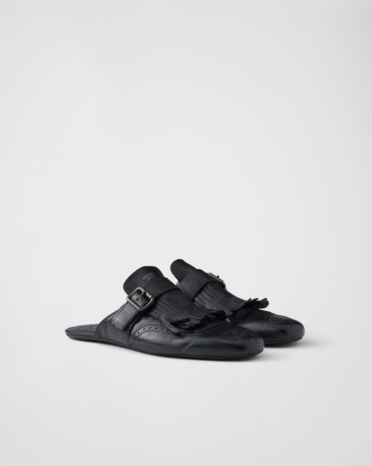 PRADA 25S POINTED-TOE MULES IN BLACK CALFSKIN main image 1