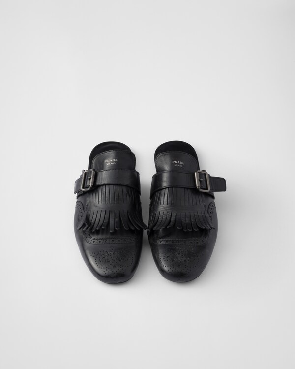 Shuffle fringed monk strap leather mules Shuffle fringed monk strap leather mules