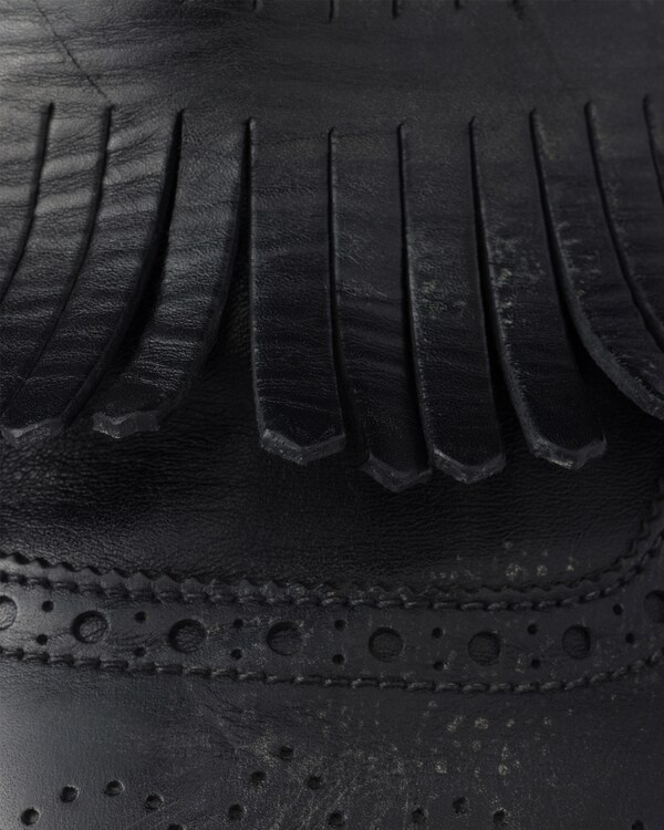 Shuffle antiqued leather mules with buckled strap and fringe - Black Shuffle antiqued leather mules with buckled strap and fringe - Black