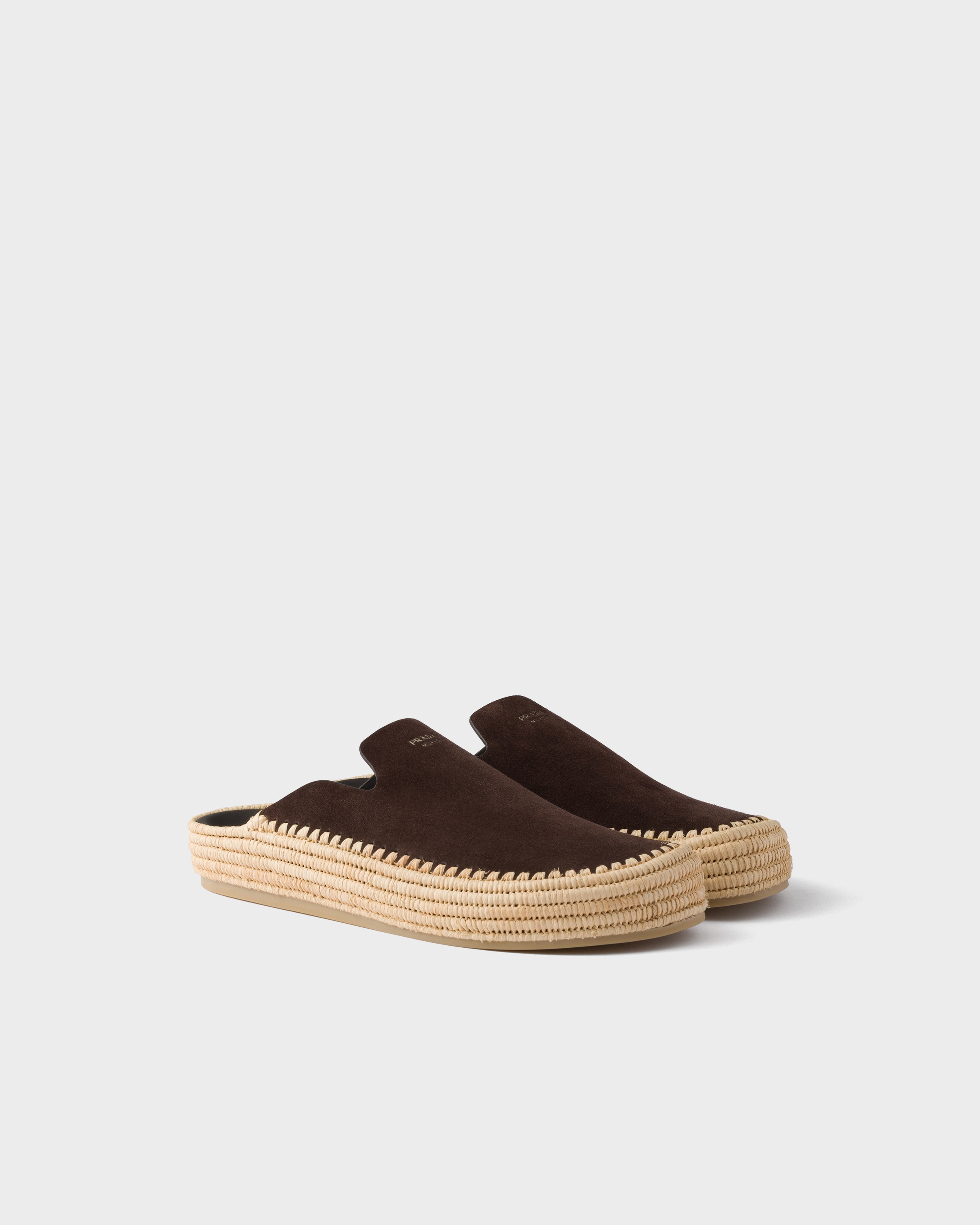 Dark Brown Suede mules | PRADA - Turkey