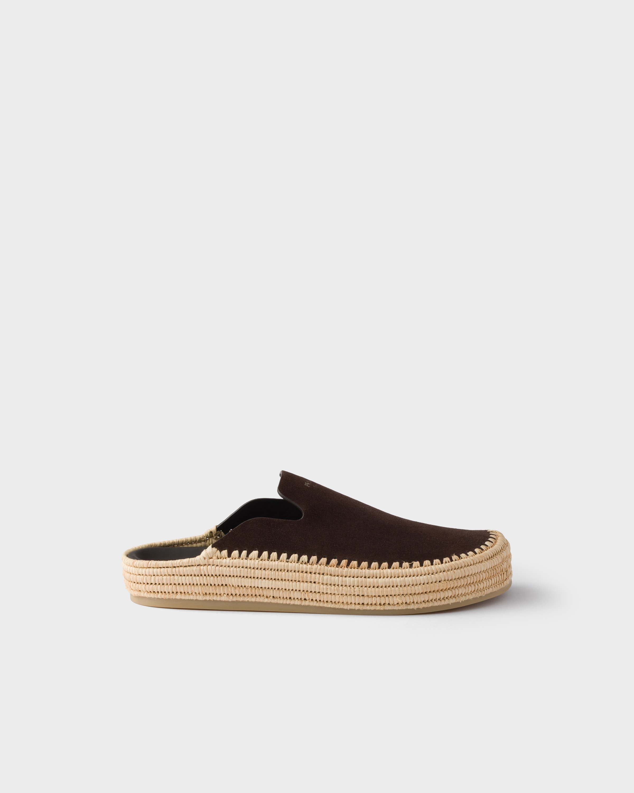 Prada Suede Mules, Man, Dark Brown, Size 6