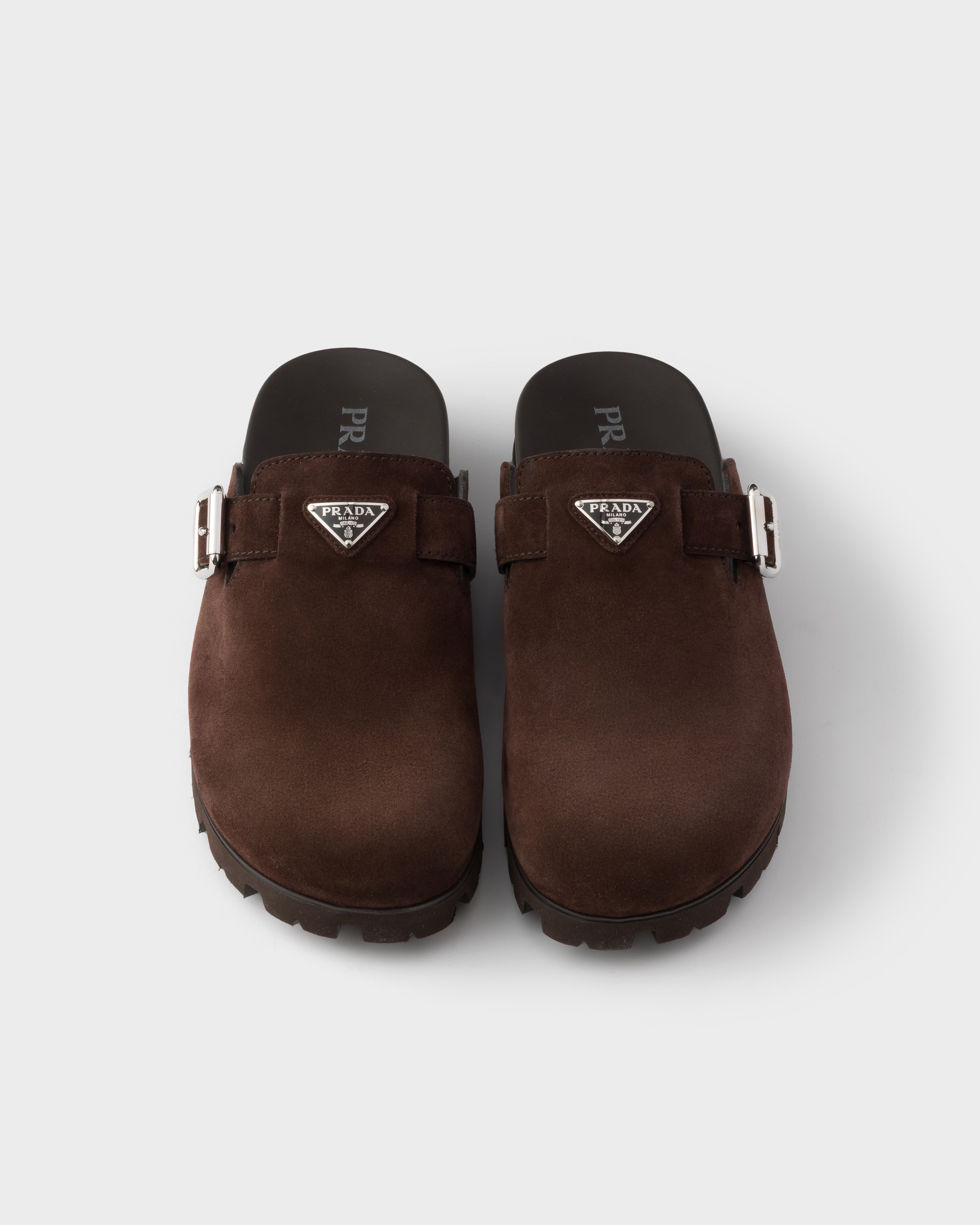 Dark Brown Suede mules | PRADA - United States