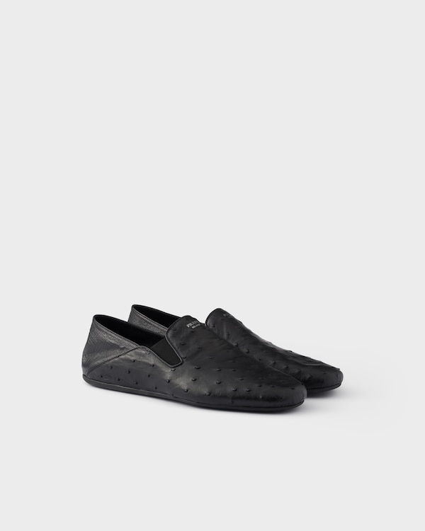 Ostrich leather loafers - Black Ostrich leather loafers - Black