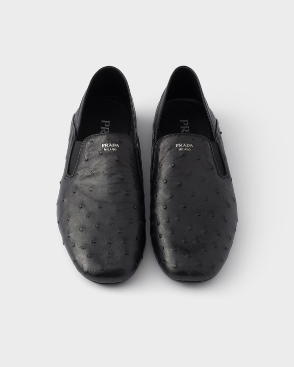 Ostrich leather loafers - Black Ostrich leather loafers - Black