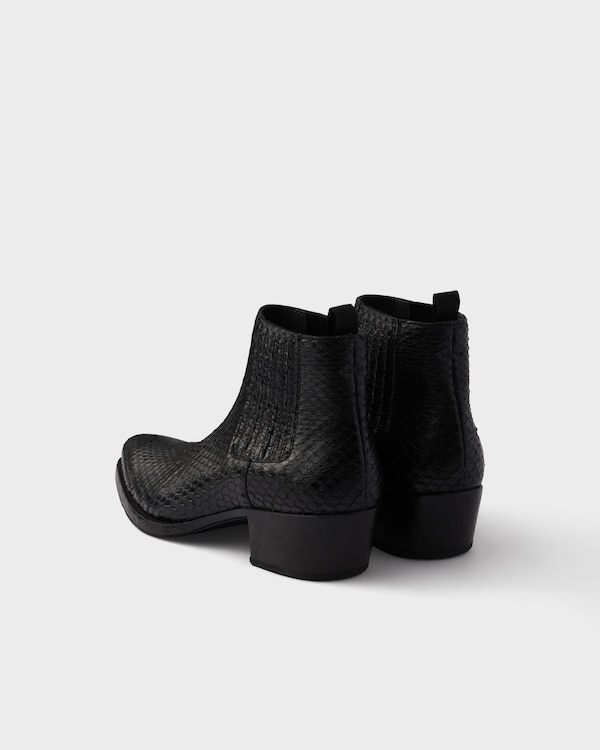 Python leather Chelsea boots - Black Python leather Chelsea boots - Black
