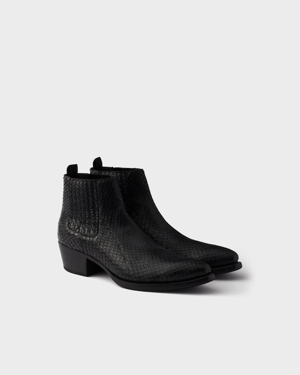 Python leather Chelsea boots - Black Python leather Chelsea boots - Black