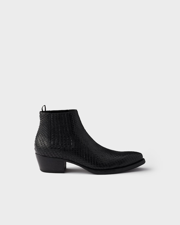 Python leather Chelsea boots - Black Python leather Chelsea boots - Black