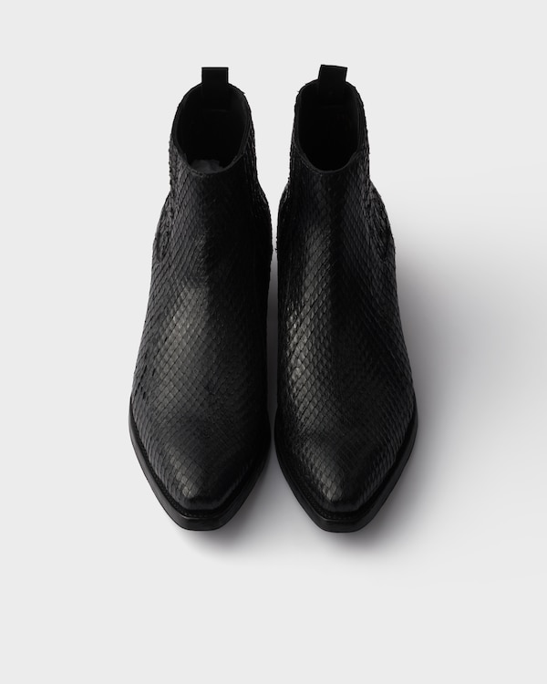 Python leather Chelsea boots - Black Python leather Chelsea boots - Black