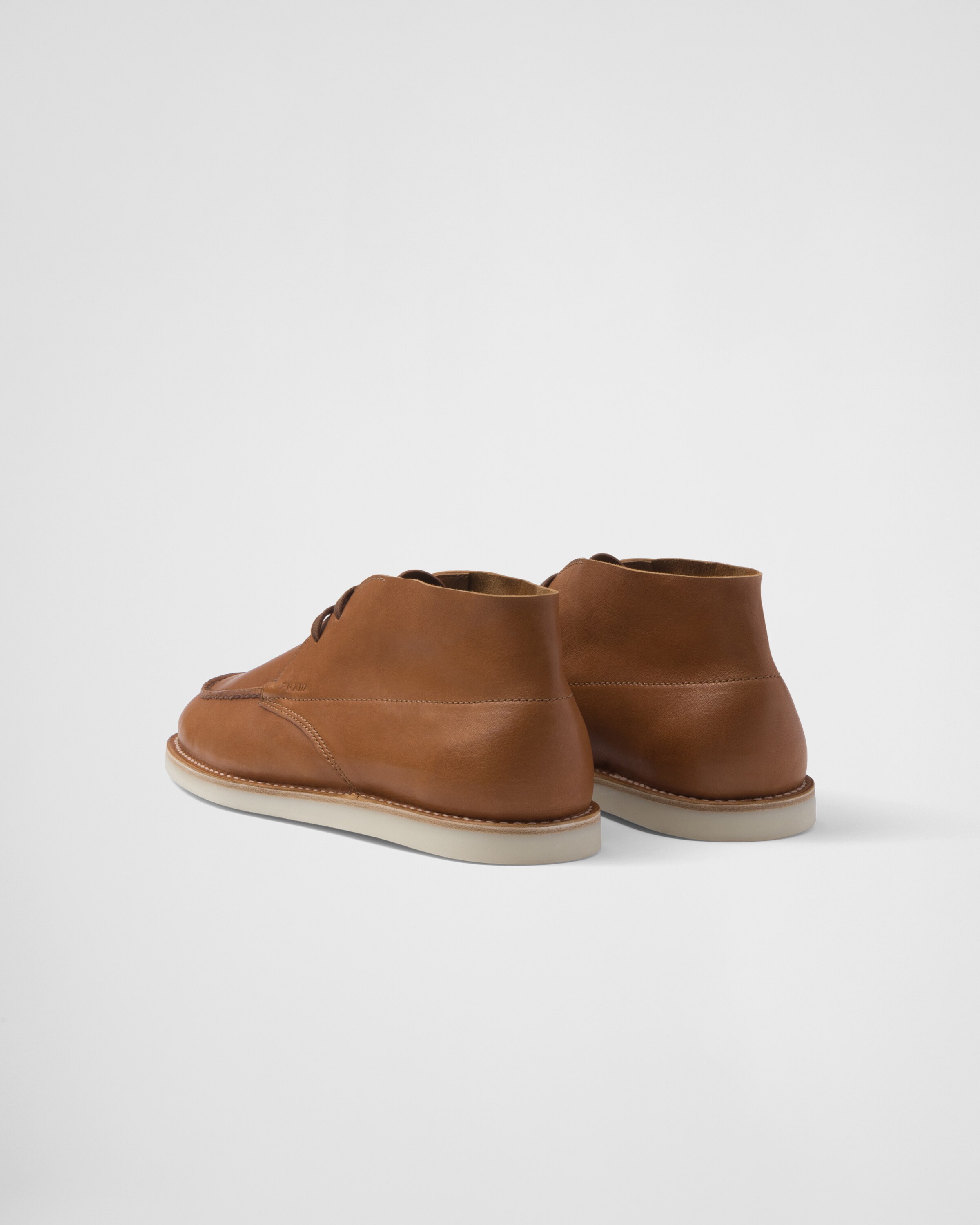 Caramel Nappa Leather Chukka Boots PRADA