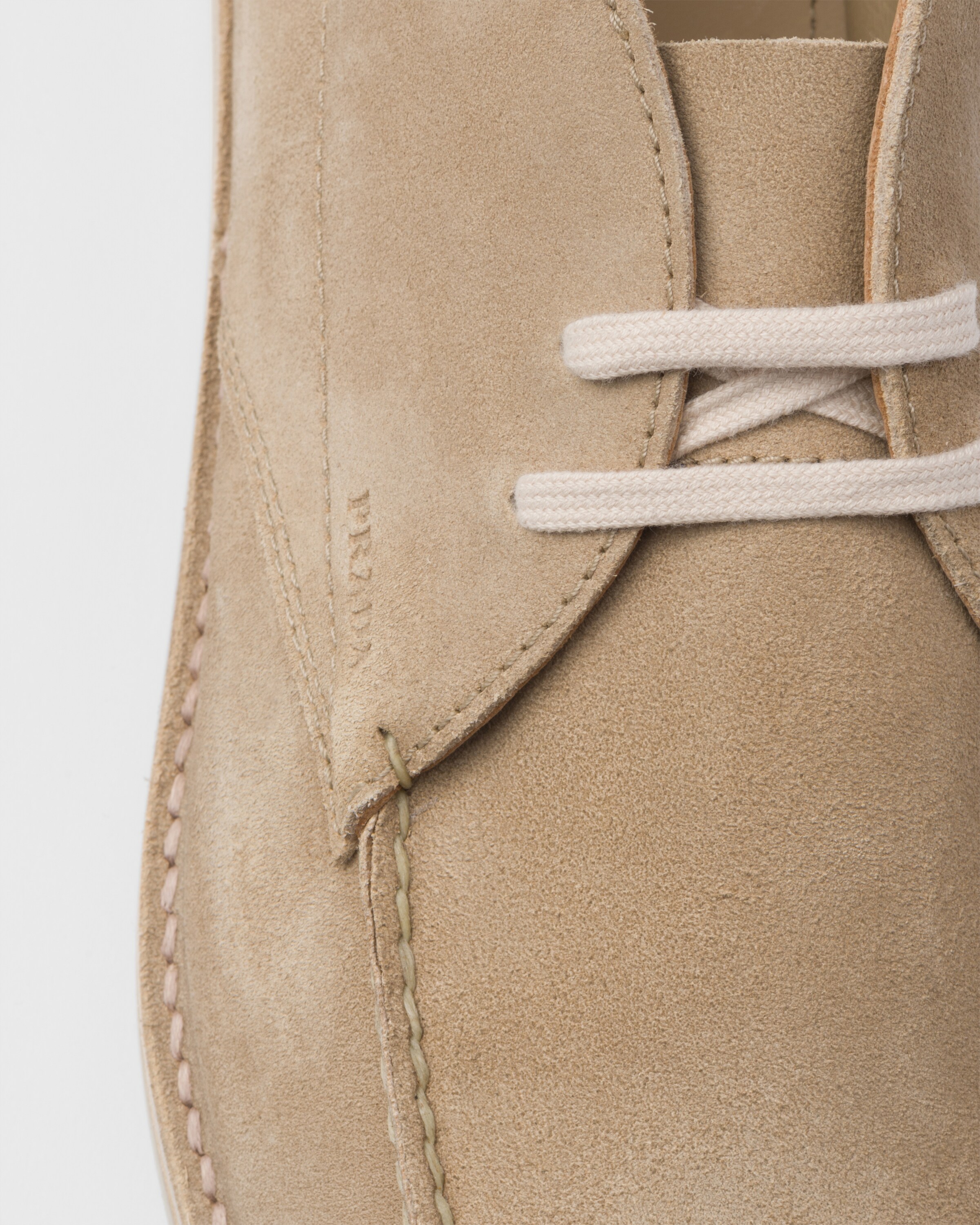 Ecru Delave Suede Chukka Boots PRADA