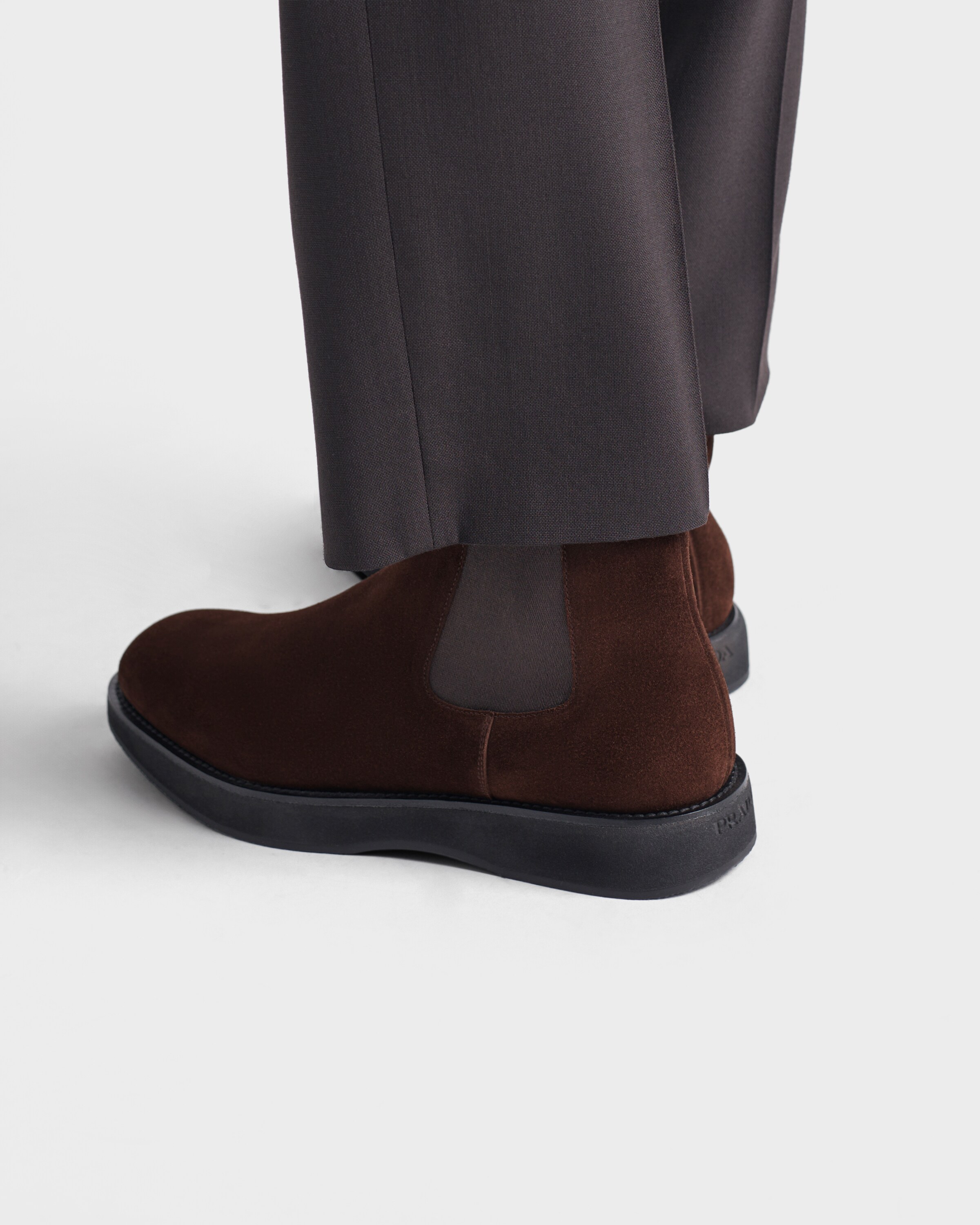 Dark Brown Suede Chelsea Boots | PRADA