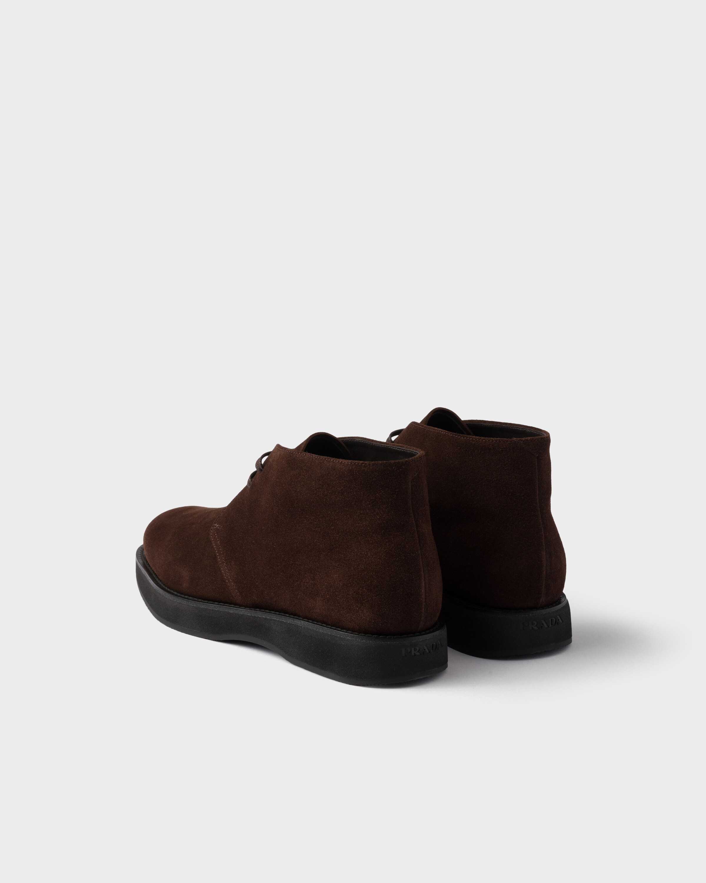 Dark Brown Suede Chukka Boots | PRADA
