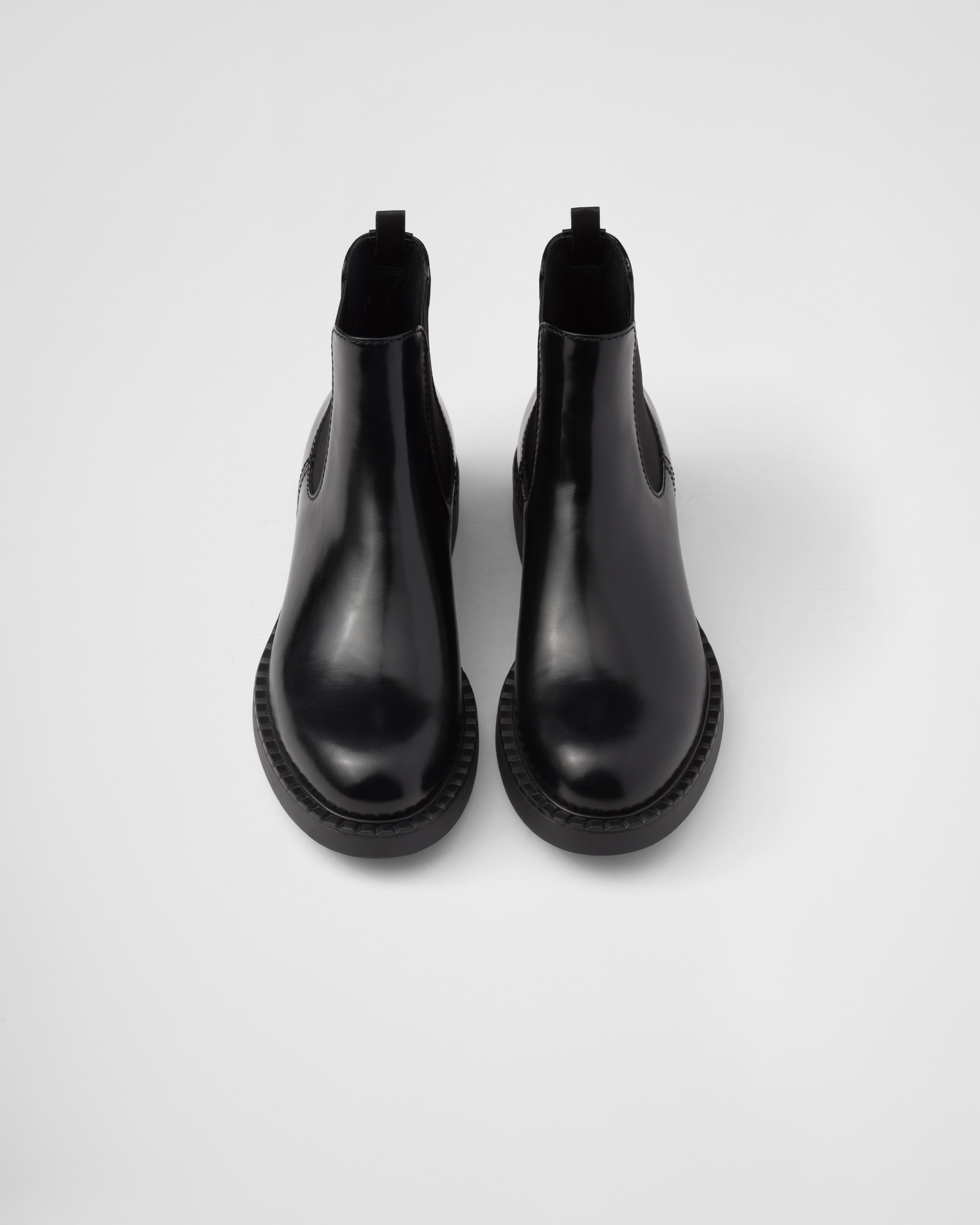 Black Brushed Leather Chelsea Boots PRADA