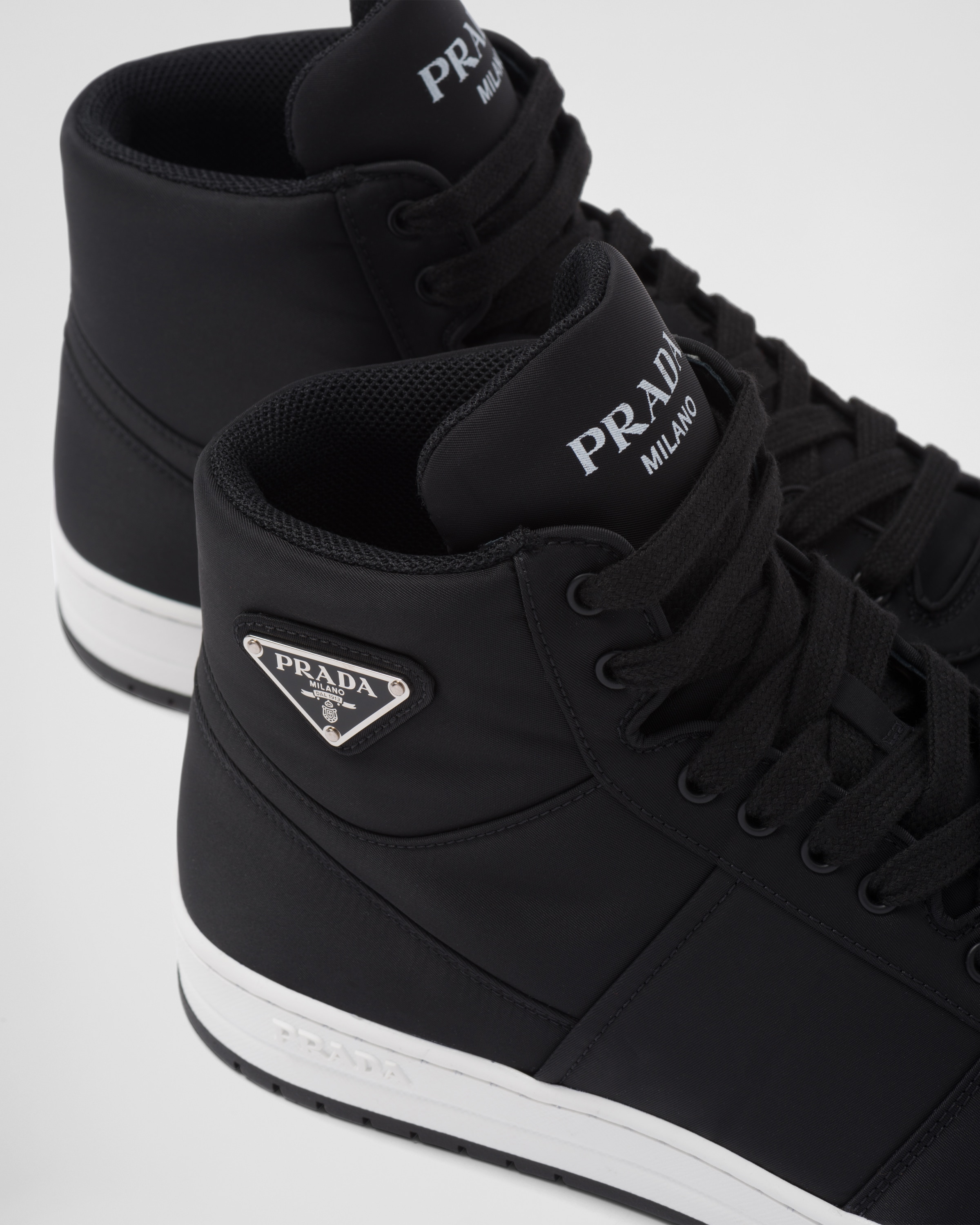 Prada fabric high outlet top sneakers