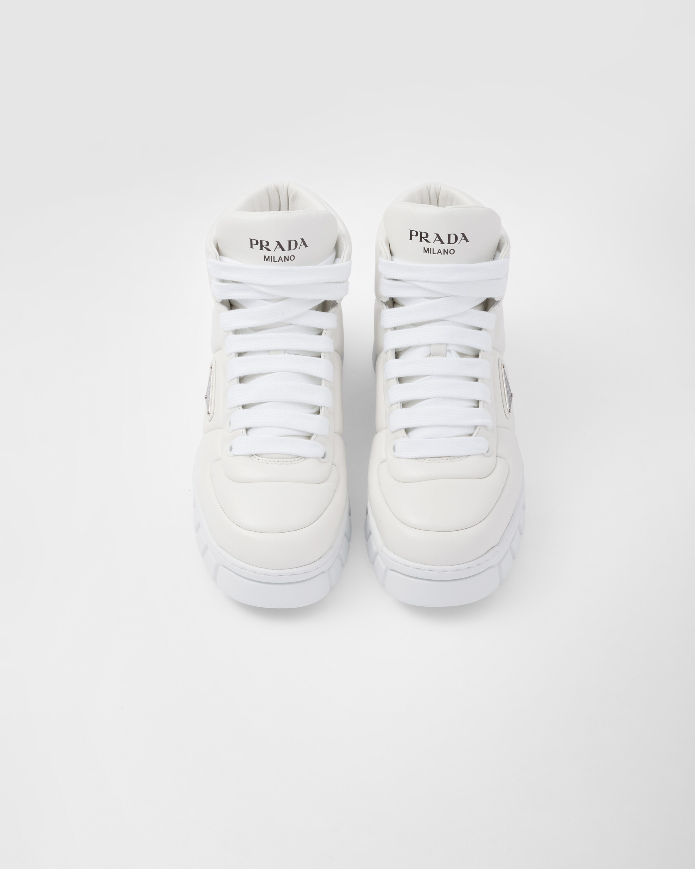 Prada white hotsell high top sneakers