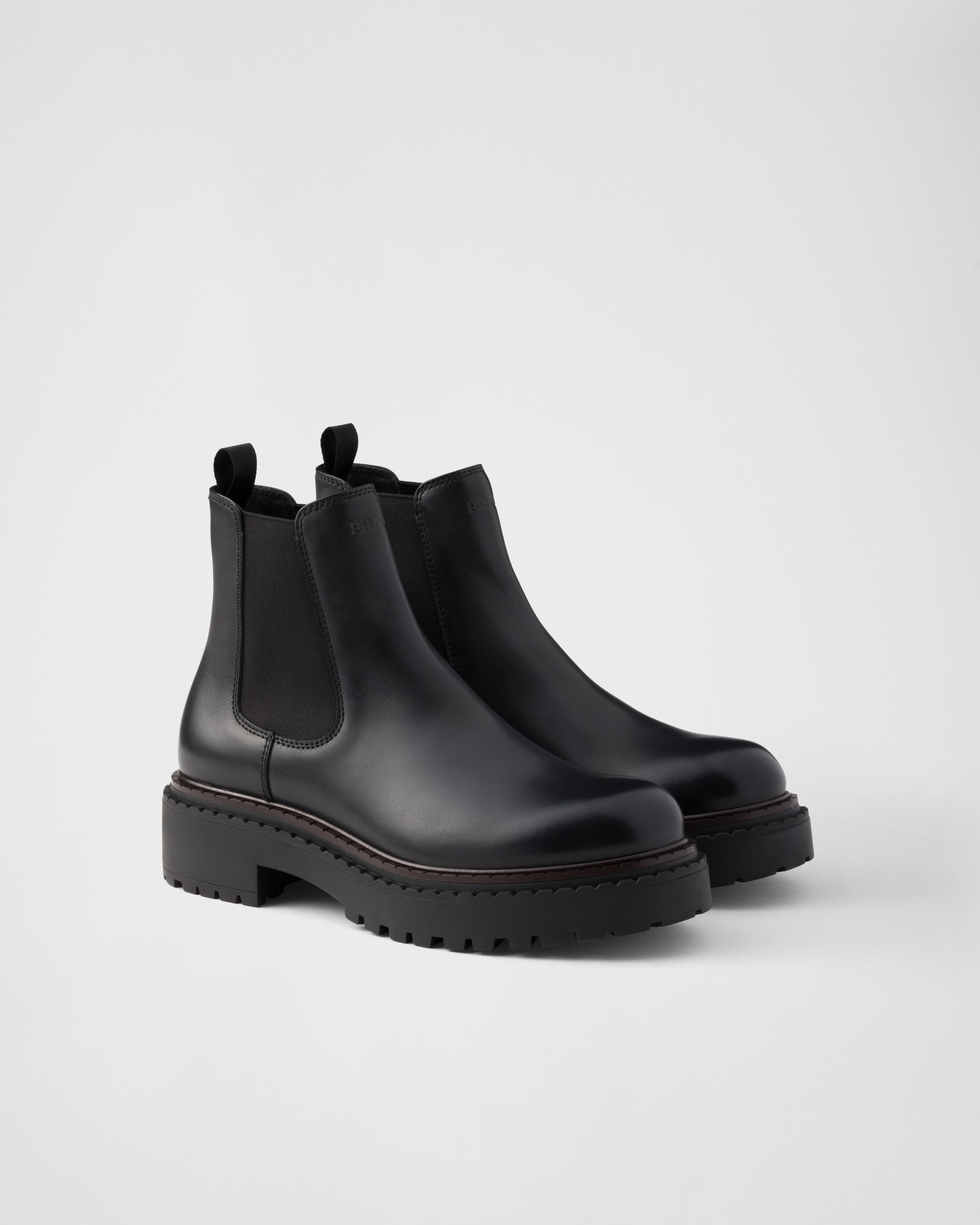 Prada black leather chelsea boots 2025
