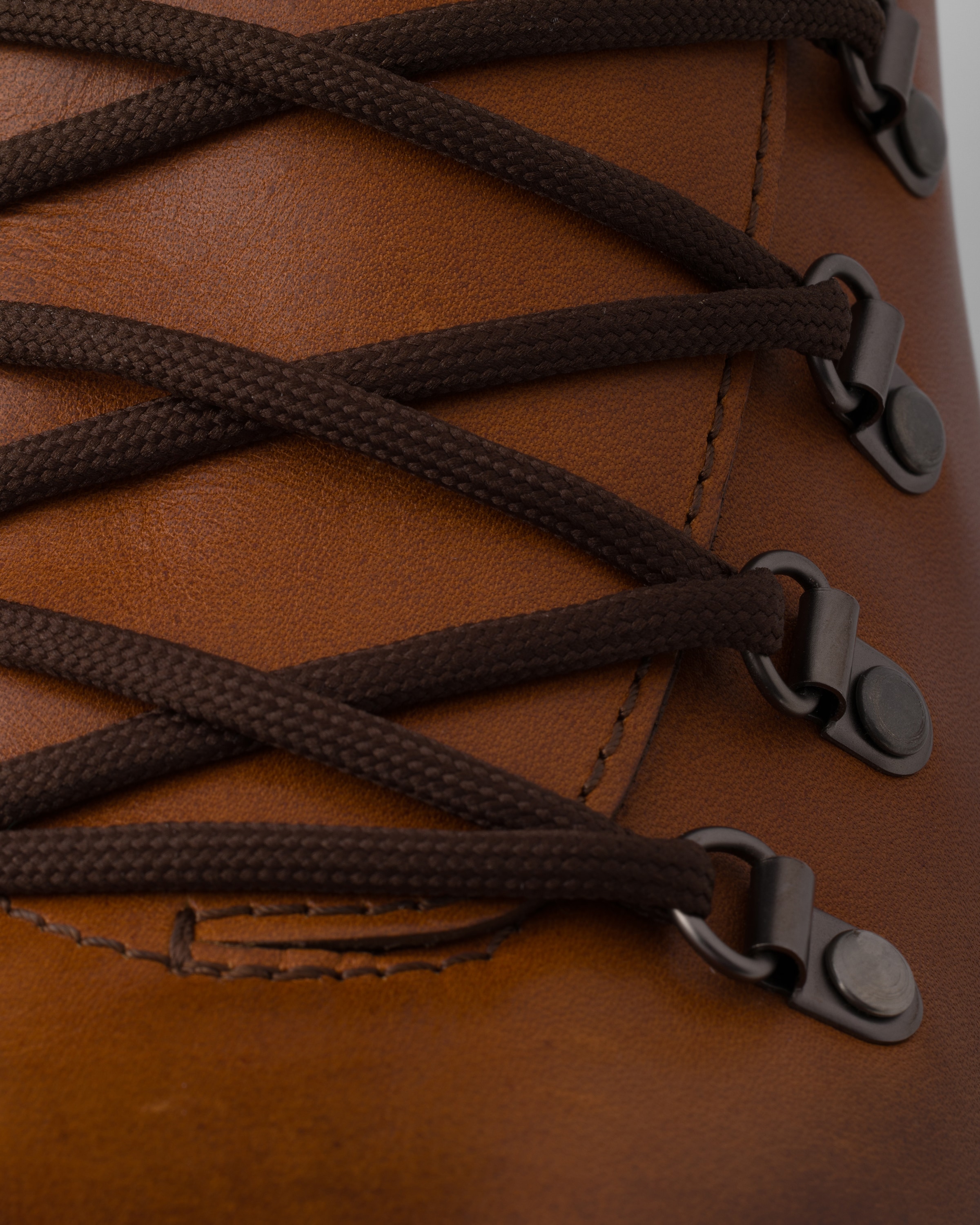 Cognac Laced Leather Booties | PRADA