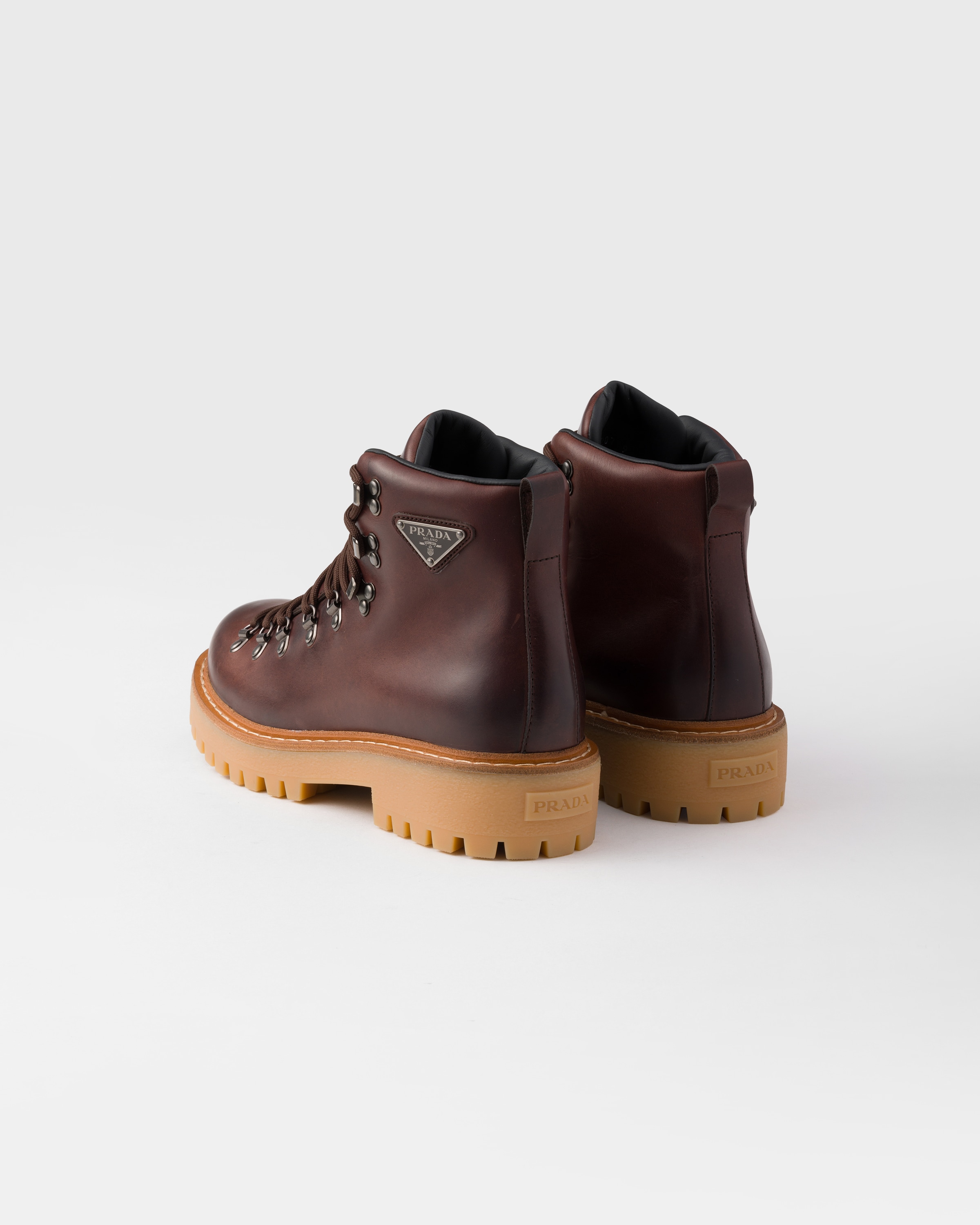Ebony Laced leather booties | PRADA