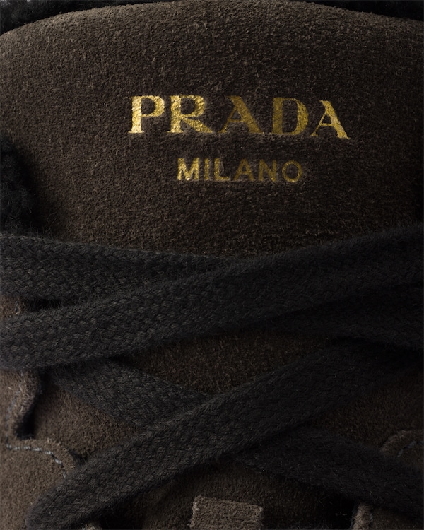 Prax high-top suede and shearling sneakers - Hematite Prax high-top suede and shearling sneakers - Hematite