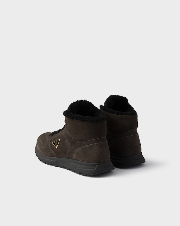Prax high-top suede and shearling sneakers - Hematite Prax high-top suede and shearling sneakers - Hematite