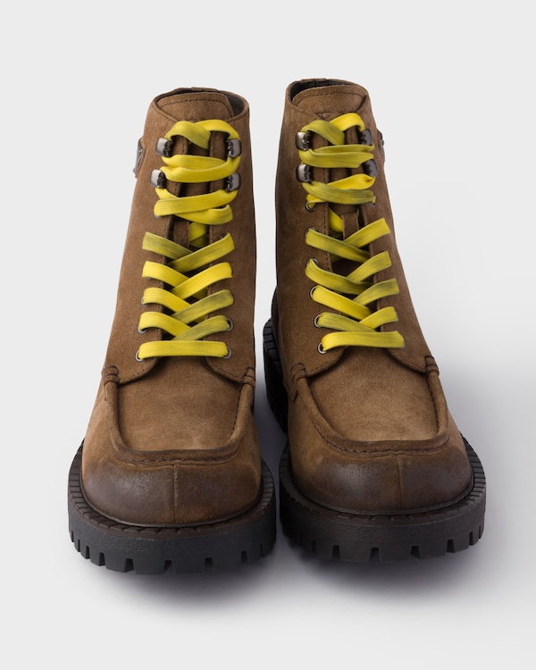 Aged suede lace-up ankle boots - Light Brown Aged suede lace-up ankle boots - Light Brown