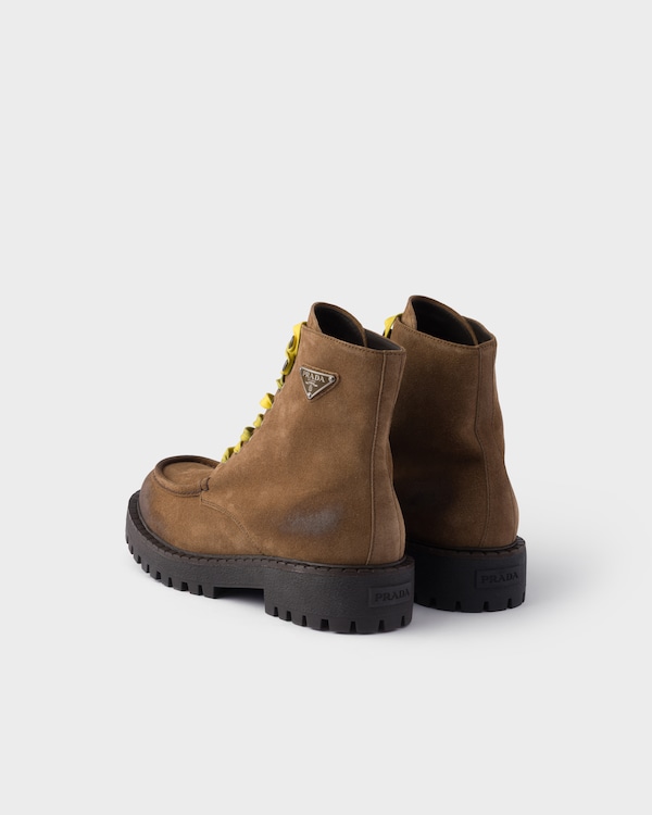 Aged suede lace-up ankle boots - Light Brown Aged suede lace-up ankle boots - Light Brown