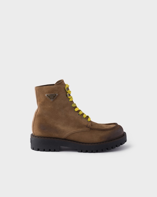 Aged suede lace-up ankle boots - Light Brown Aged suede lace-up ankle boots - Light Brown