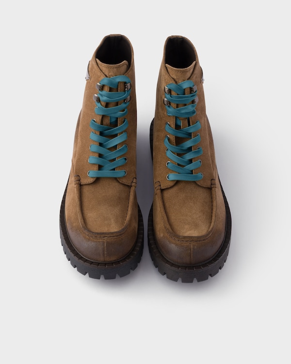 Aged suede lace-up ankle boots - Light Brown Aged suede lace-up ankle boots - Light Brown