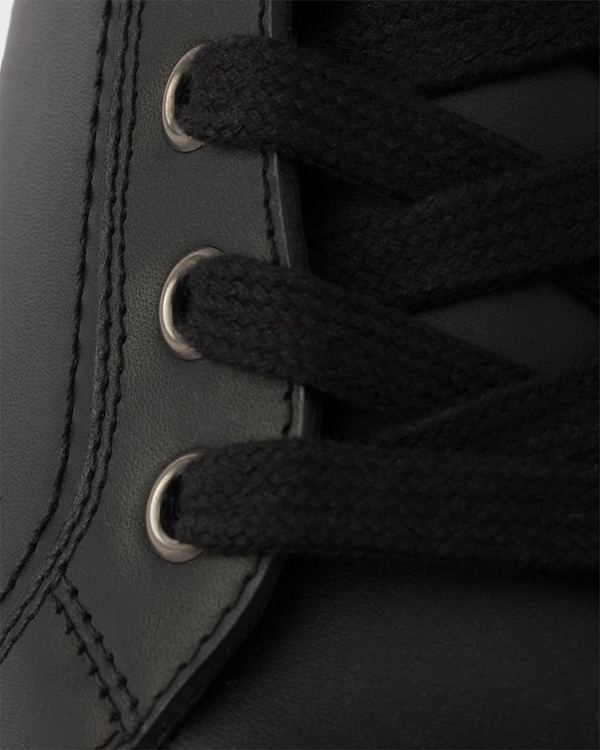 Lace-up leather and Re-Nylon booties - Black Lace-up leather and Re-Nylon booties - Black