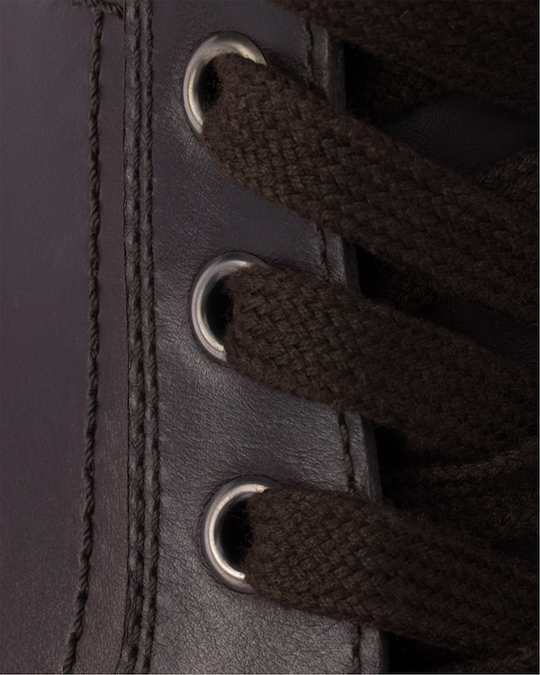 Lace-up leather and Re-Nylon booties - Ebony Lace-up leather and Re-Nylon booties - Ebony