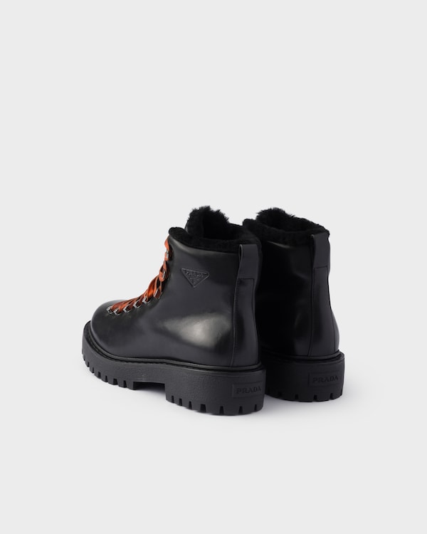 Antiqued leather lace-up ankle boots - Black Antiqued leather lace-up ankle boots - Black