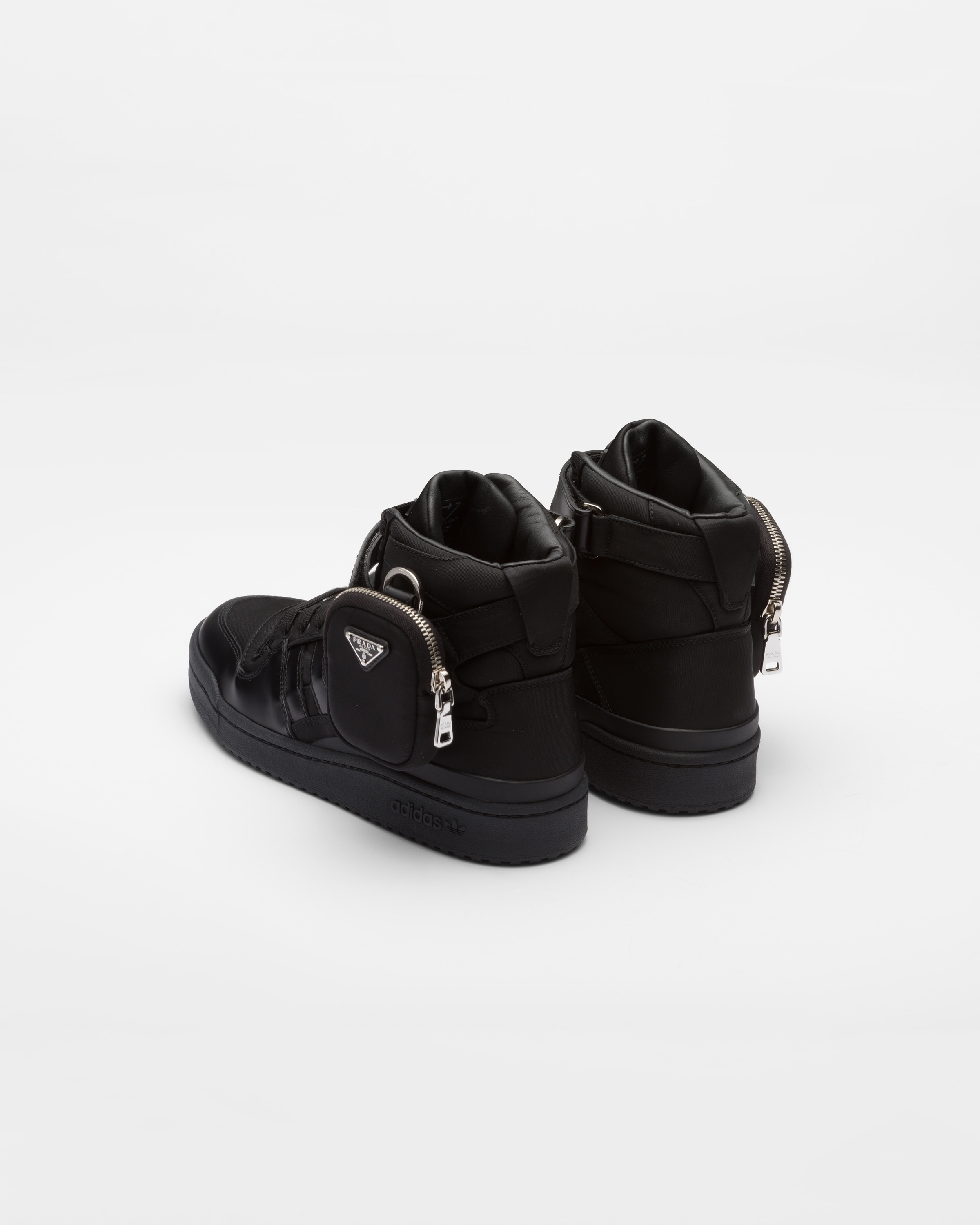 Black Adidas For Prada Re-nylon Forum High-top Sneakers | PRADA
