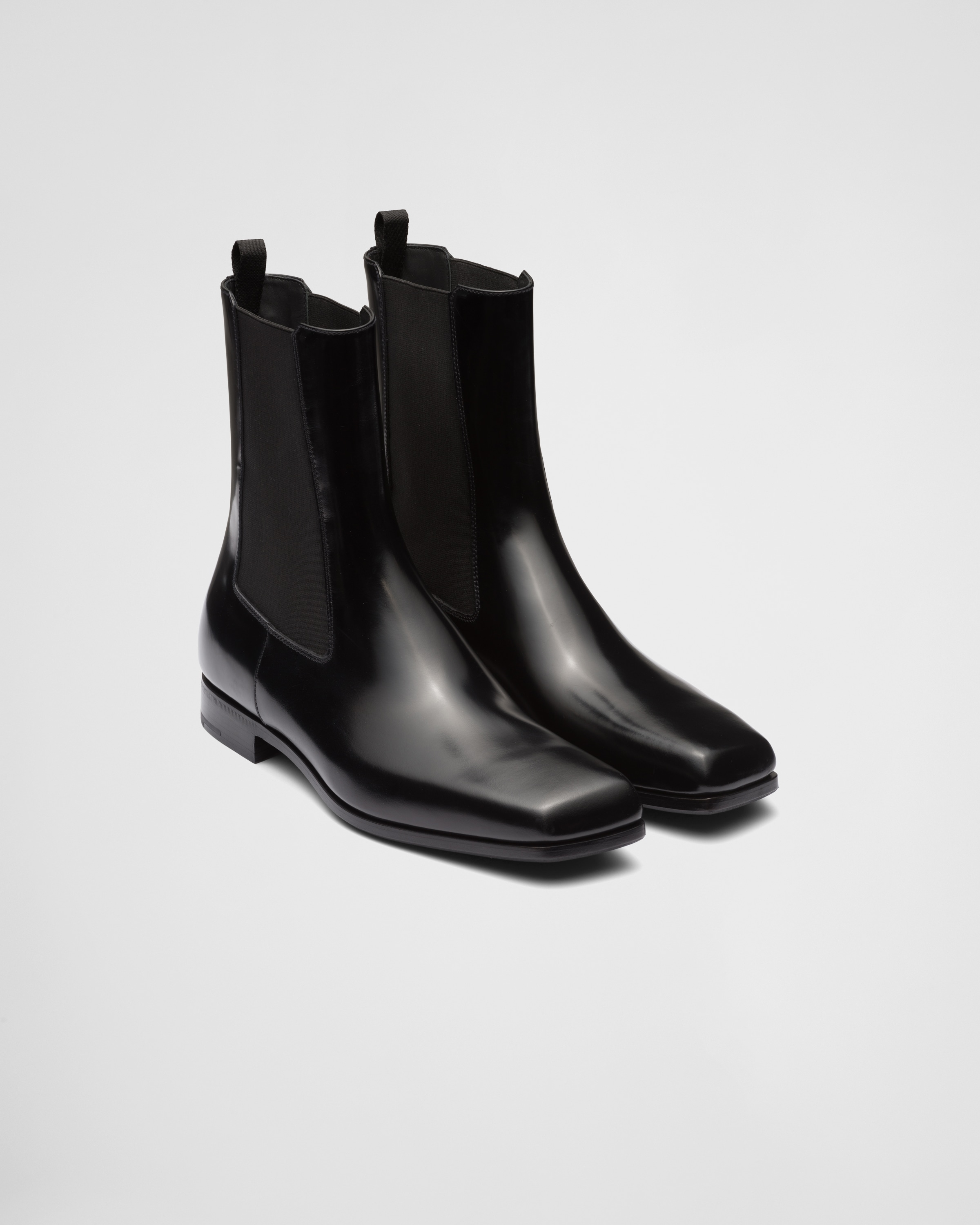 Black Brushed Leather Chelsea Boots | PRADA