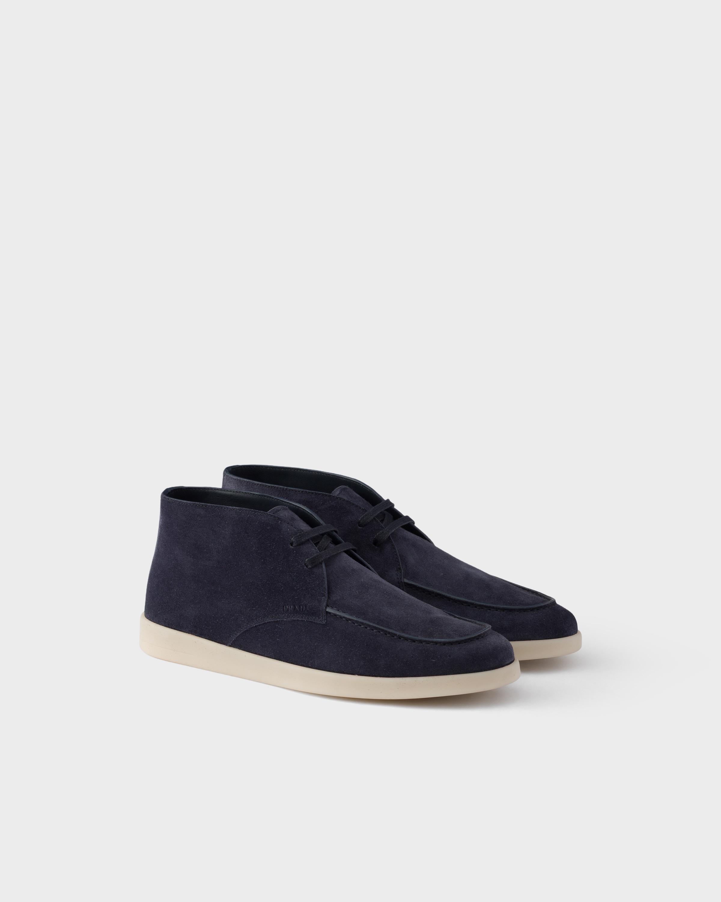 Navy Suede Chukka Boots | PRADA - United States