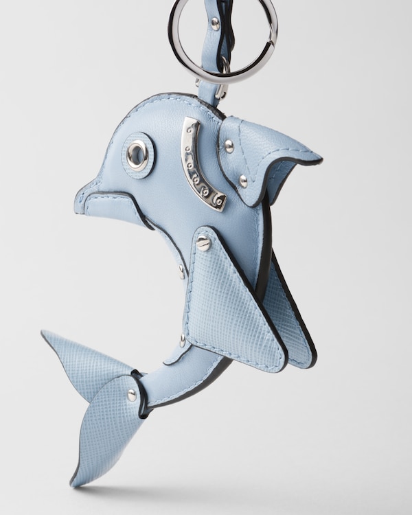 Leather keychain charm - Light Blue Leather keychain charm - Light Blue