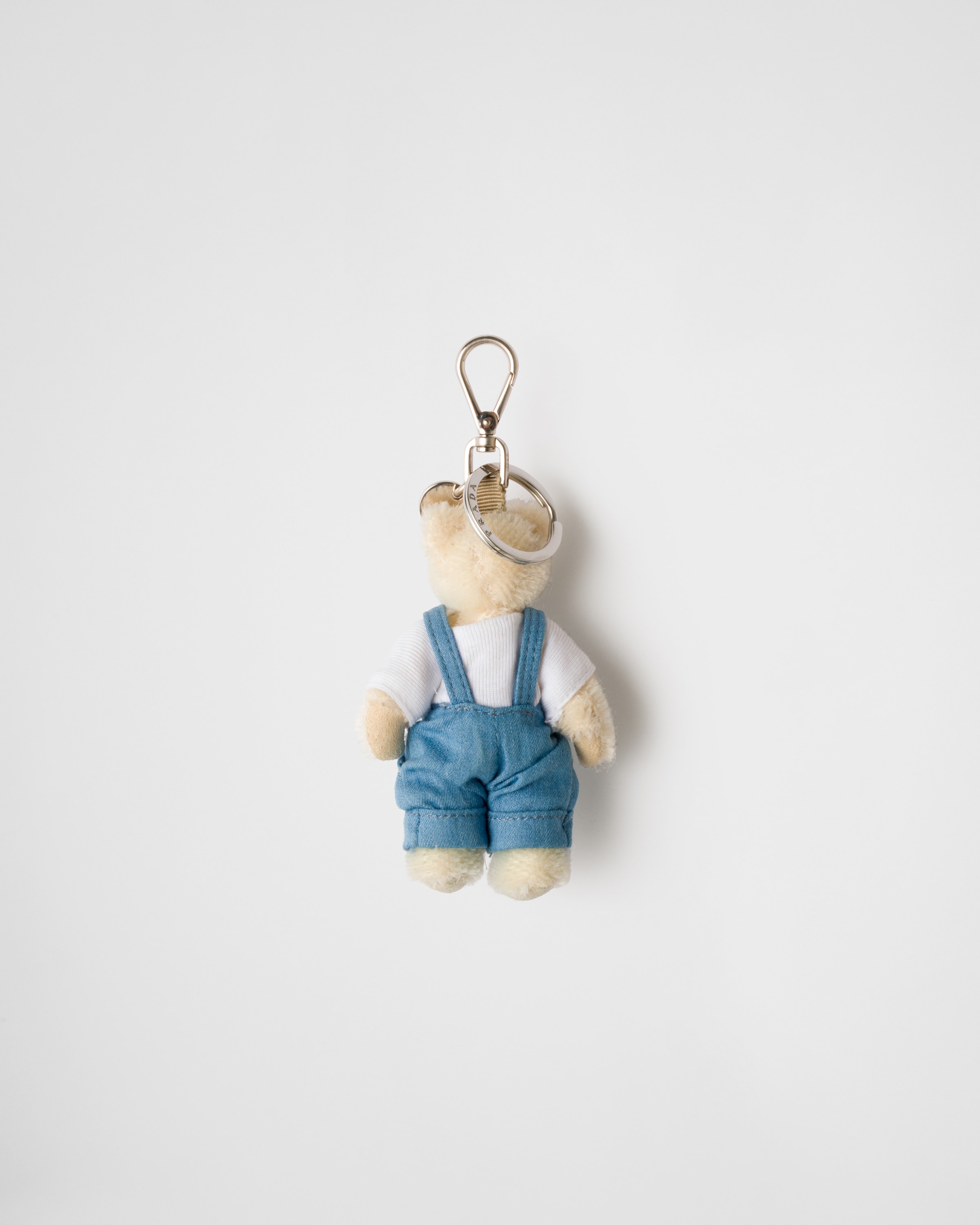 【上品な可愛さ】PRADA グレー＆ホワイト Teddy バッグチャーム ホワイト（白）系 PRADA(プラダ) バッグチャーム(レディース